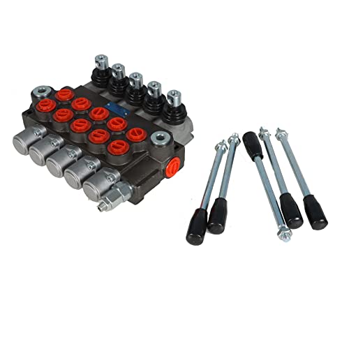 kimllier 5 Spool Hydraulic Valve 13 GPM 3600 PSI Hydraulic Directional Control Valve SAE Ports Double Acting Valve