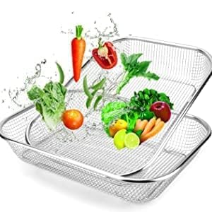 Image of Stainless Steel Dish Rack Drain Basket with Drip Tray & Spoon Holder Dish Drainer for Kitchen Drying Stand /Kuda /Plate Rack /Bartan Over Sink Counter Dish Rack Drain Basket Steel Tray Kitchen (Basket)