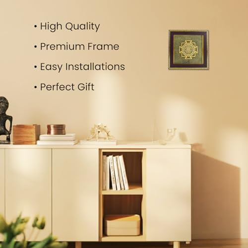 Image of Astrotalk Shree Yantra on Raw Pyrite Frame | Pyrite Attracts Money, Shree Yantra Draws Abundance | Removes Financial Blocks & Boosts Prosperity | Vastu Items for Home & Office | 19x19x1 cm | 1 Piece