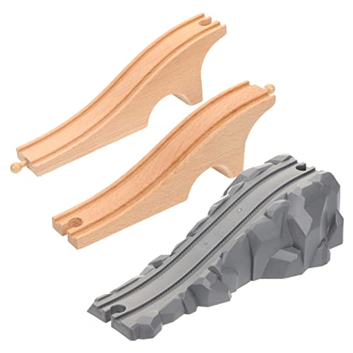 SUPVOX Toy Train Bridge 2pcs Wooden Train Track Expansion Enhance Railway Scene Layout