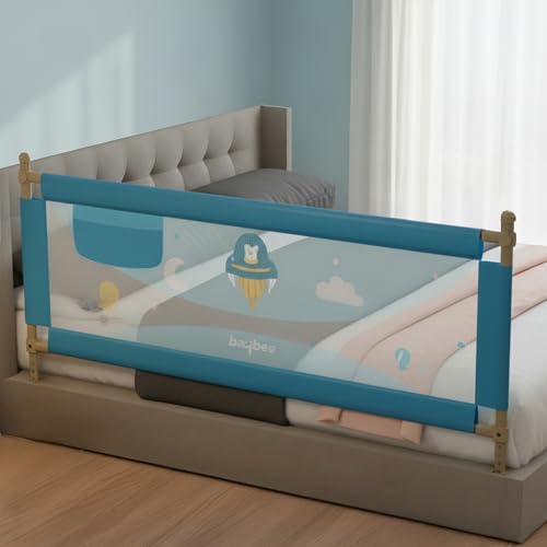 Image of BAYBEE Bed Rail Safety Guard for Kids | Bed Railing for Baby Safety Fence with 7 Level Height Adjustable & Portable Bed Side Protector from Baby Falling Guard (6Ft, 1 Side, Blue)