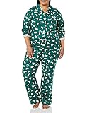 Amazon Essentials Women's Flannel Long-Sleeve Button Front Shirt and Pant Pajama Set, Green Seal, XX-Large