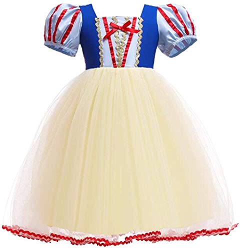 Lancenix Girls Elastic Waist Backless Princess Dress Costume (3-4T, Yellow)