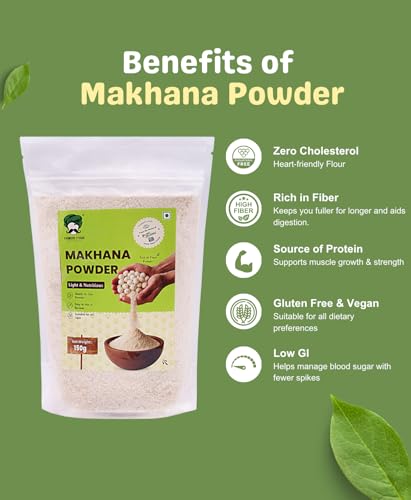 Image of Farmers Studio Premium Makhana Powder 150 g | 100% Natural Fox Nut Flour | Low Fat & High Fiber | Healthy | Gluten‑Free Superfood
