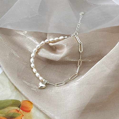 Bracelet en Perles d'eau Douce Naturelles et Argent 925 Bijoux Femmes 15.5cm