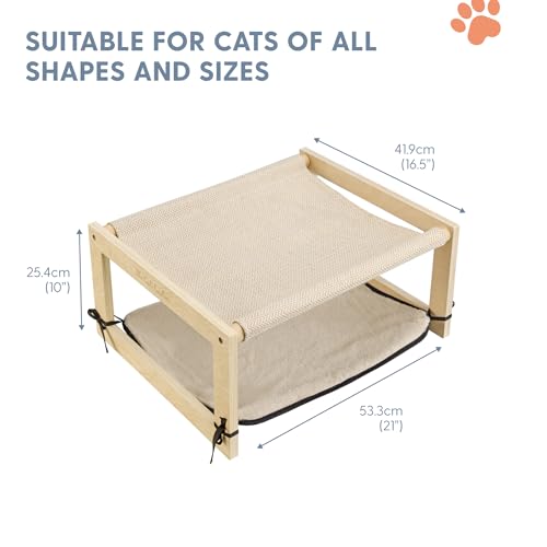The Cat Ladies Cama de rede 2 em 1 para gatos – Beliches elevados de madeira para gatos internos – C