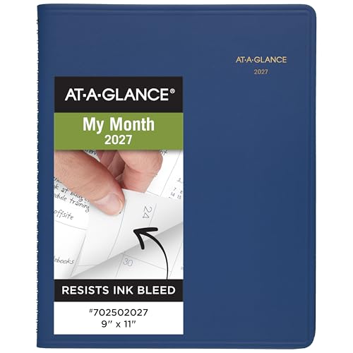 Image of AT-A-GLANCE 2027 Planner, Monthly, 15-Month Jan-Mar, 9 inch x 11 inch, Unruled Daily Blocks, Blue (702502027)