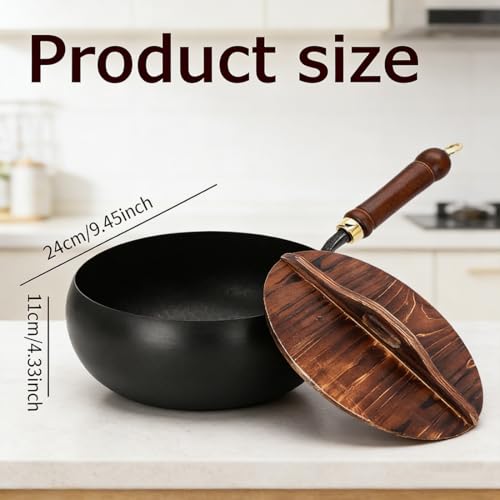 Wok de Hierro Macizo 24 cm con Tapa y Espátula miniatura 7