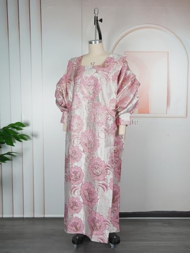 Image of HD African Print Dress for Woman Embroidery Pattern Maxi Dress