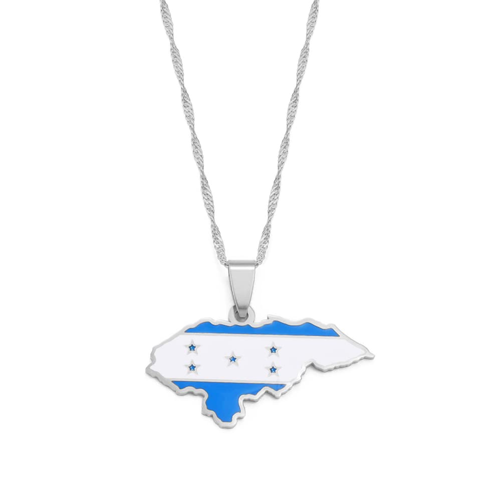 HafritaHonduras Map Pendant Thin Necklaces Honduran Maps Men Adjustable Chain Necklace