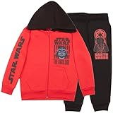 STAR WARS Boys Matching Sets Pullover Hoodie and Jogger Fleece Set for Boys 2 Piece Bundle with Darth Vader Graphic Print Sweatpants Set for Kids (Red and Black Size 8)