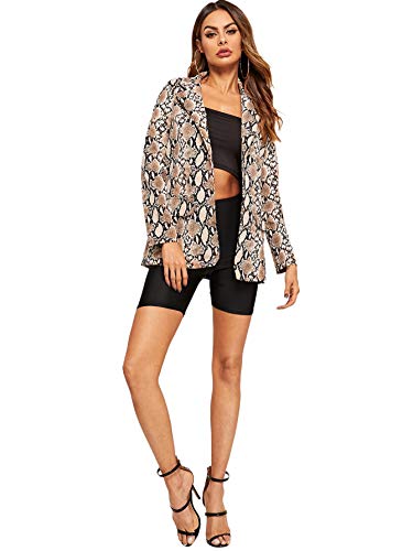 Floerns Women's Long Sleeve Open Front Leopard Print Blazer Multicolor-2 L