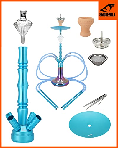 Smokezilla® MINYA 4S 4-Schlauch-Set Aluminium Rainbow Shisha | Spitze Optik mit Regenbogen Bowl und Diamond… – Bild 8