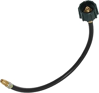 Flame King 18-inch RV, Van Or Trailer Propane Tank Pigtail Hose Connector for 2-Stage Auto Changeover Regulators - E18INPT, Black/Green