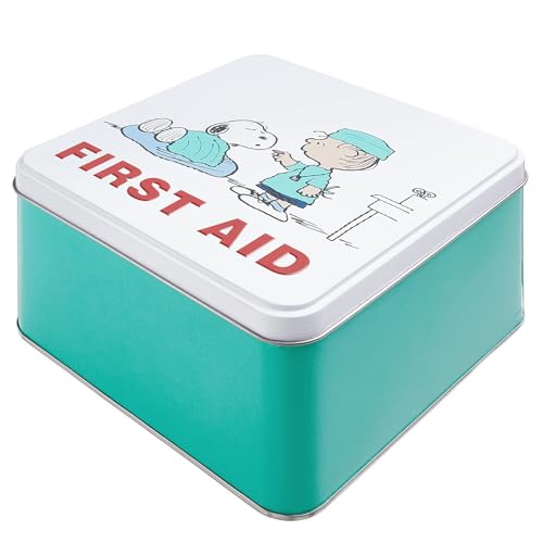 BUTLERS 6er Set Medizinbox Snoopy -Peanuts Erste Hilfe- Leere Hausapotheke Box aus Metall zur Medikamenten Aufbewahrung | Pflasterbox und Verbandskasten für Kinder und Erwachsene