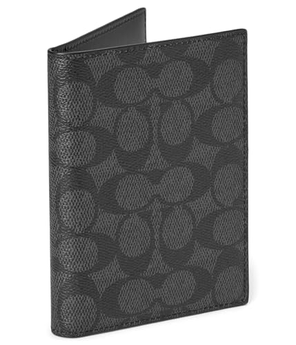 Coach Mens Passport Case in Signature Coated Canvas, CHARCOAL