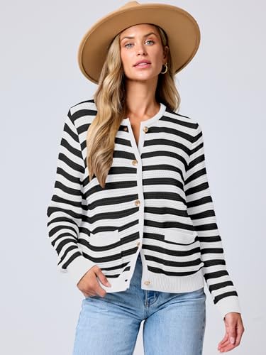 ANRABESS Womens Cardigan Sweater Long Sleeve Button Down Lady Tweed Knit Jackets 2025 Fall Outfits2