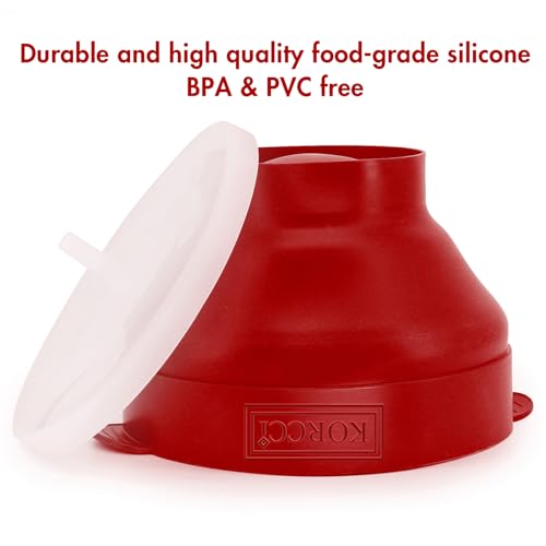 Image of The Original Korcci Microwaveable Silicone Popcorn Popper, Microwave Popcorn Popper, Collapsible Microwave Popcorn Maker Bowl, No Oil Needed, Use In Microwave, Dishwasher Safe (Cherry)
