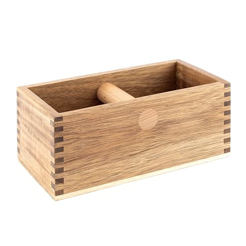 Hanseküche Récipient à frapper en bois - Bac de vidange durable pour porte-filtres et marc de café, accessoire parfait pour café de barista, knock box pour vider facilement, facile à nettoyer, marc de