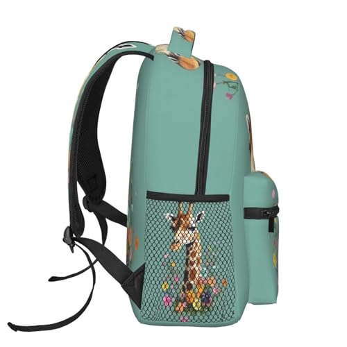 Sac à dos ordinateur portable girafe et fleurs pour le travail léger