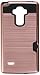 LG G Stylo Case, LG G4 Stylus Case, (Not Fit LG G4) AnoKe [Credit Card Slots Holder][Not Wallet] Hard Silicone Rubber Hybrid Armor Shockproof Protective Holster Cover Case For LG LS770 - KLS Rose Gold