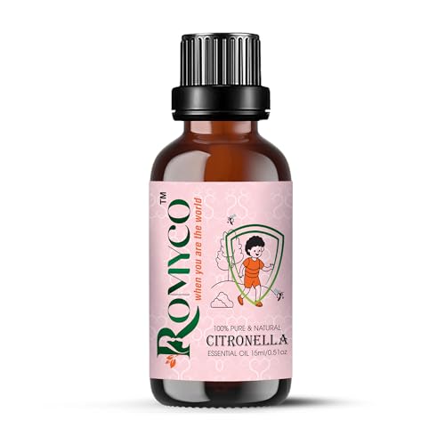 Image of Romyco Citronella Essential Oil 15ml | Natural Insect & Mosquito Repellent Oil | Therapeutic Grade Pure Natural Undiluted | Aromatherapy Diffuser