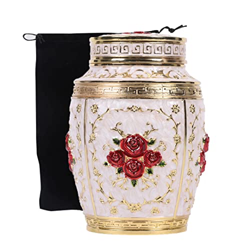 Medium Urn for Human Ashes - Rose Cremation Urn for Ashes Women Mom - Urns for Human Ashes Female Mother Hold 70 Cubic inches of Ashes - Suitable for A Lost Baby or Girl (Gold-Red)