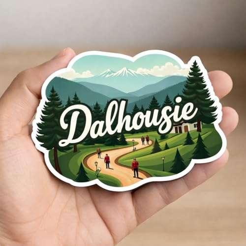 Image of Naxon Dalhousie Town Theme Souvenir Wooden Fridge Magnet | Snow Hills, Pine Forest & Colonial Town Design 3x3 Inch Refrigerator Magnet for Kitchen & Home Decor | Travel Gift from Dalhousie | Pack of 1