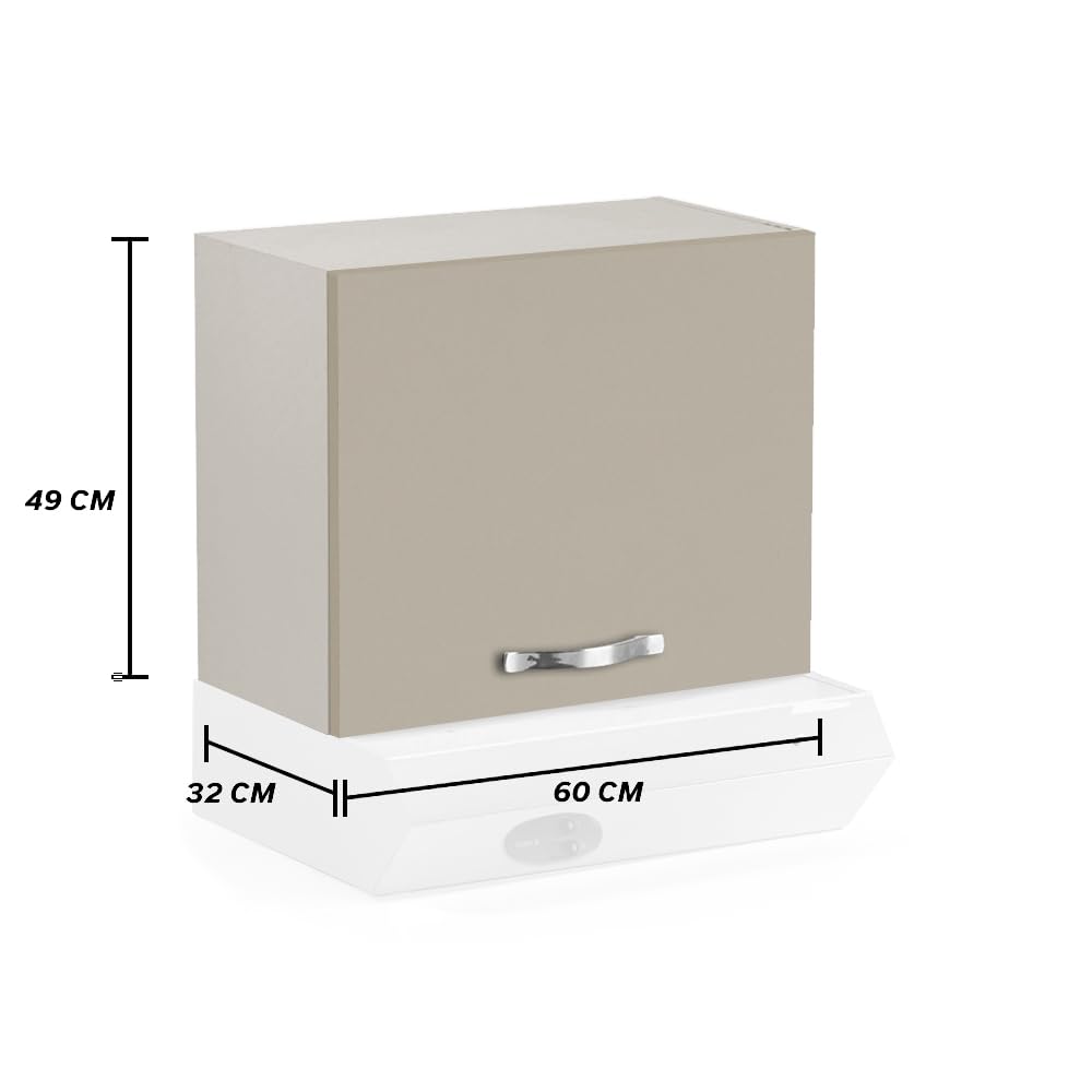 REDÒKASA Pensile per cucina componibile da 60 cm con un'anta linea MAKA, realizzato in legno 100% MADE IN ITALY disponibile con o senza cappa (Con Cappa Bianca, Tortora)