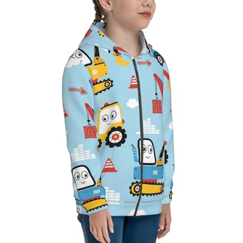 Building Truck Kids Pullover Hoodies Boys Zip Up Sweatshirts Girls Athletic Clothes with Pocket4