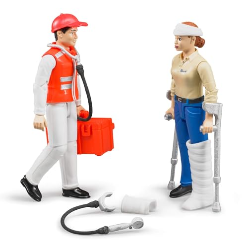 bruder 62710 - Bworld Set Ambulancier, Patient & Accessoires - 1:16 Jouet, Médecin, Ambulance, Figurine, Humain
