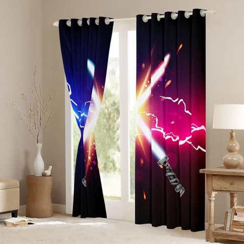 Cortinas de sable de luz galácticas para transformar el dormitorio de los niños en el espacio 4