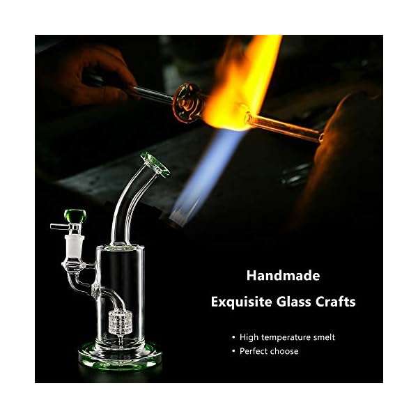 The7boX Water Bong Glass Bongs for Smoking 14 mm Green Oil Rig Pipes with Percolator – Bild 8