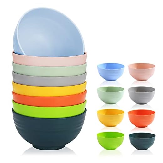 Berglander 760ml Juego de cuencos de plástico de 8 colores Durable Reutilizable Ramen Ensalada Palomitas de maíz Cuenco Cubiertos a prueba de fugas Apto para microondas y lavavajillas