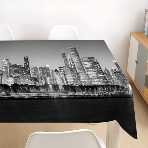 Nappe 3D rectangle New York grise en polyester 140x180 cm pour table