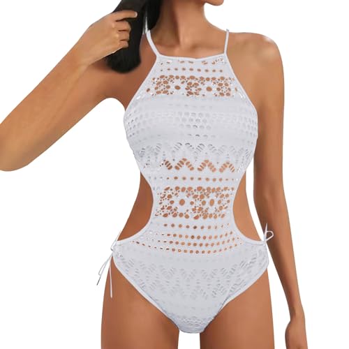 Bañador de Dos Piezas Conjunto de Bikini de Cintura Alta Top Acolchado con Volantes y Parte Inferior Fruncida Estampad