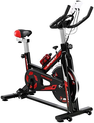 Exercise Bike Resistance and Height Adjustable Indoor Cycling Bike Stationary with LCD Digital Monitor and Phone Holder, Professional Exercise Sport Bike for Home Cardio Gym Workout (Black 3)