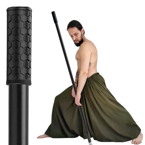 5ft Yoga Stick from Natural Bamboo - Non-Slip Handle Stretching Stick for Mobility,Versatile Exercise Tool with Flexibility,Stretch Bar for All Fitness Levels,Rehabilitation,and Posture (Black)
