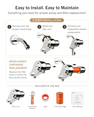 Frizzlife K45 Dual-Outlet Shower Filter, Keeps Existing Fixed and Handheld Shower Heads, Both Showerhead Get Filtered Water, KDF-55 and Calcium Sulfite, Reduces Chlorine, High Flow,Heads Not Included - image 6