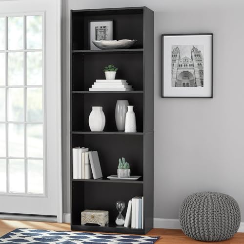 Mainstay 71" 5-Shelf Black Bookcase
