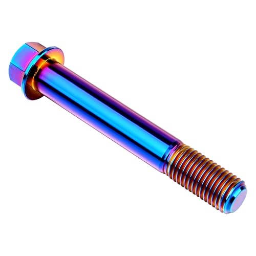 Image of Titanium Bolt M12 30 35 40 45 50 55 60 65 70 75 80 85 90mm Hex Small Flange Head for Motorcycle Car Modification Pack of 4 (M12x80mm Pitch 1.25, Burnt Blue)