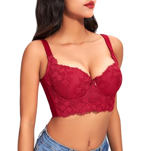 Image of FallSweet Push Up Bras for Women Corset Top Bustier Padded Underwire Bra Add One Cup