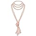 Produktbild ArtiDeco 1920er Jahre Imitation Perlen Halskette Great Gatsby Stil Lange Knot Perlenkette 125 cm und 150 cm Karneval Mottoparty Flapper Zubehör (Pink Knot Kette x2 mit 150cm Pink Kette x1)