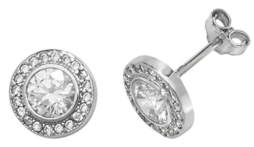 Boucles d'oreilles pavage or blanc zirconium au quotidien chic femme