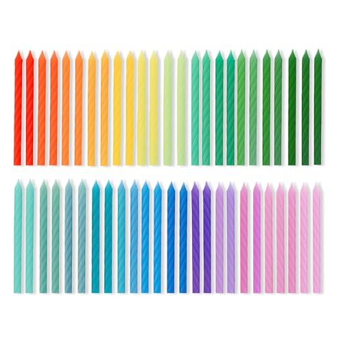 Cwise - 50-Count Spiral Birthday Cake Candles Mini Pastel Rainbow Spiral Candles for Cake or Cupcake 25 Unique Colors (2 of Each Color)