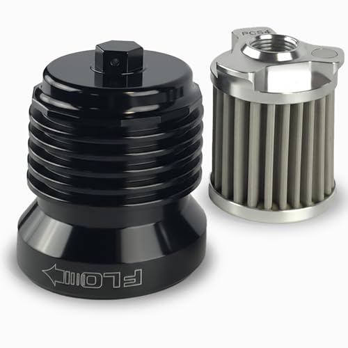 PC Racing FLO Reusable Spin-On Oil Filter PCS4B – “Black Anodized Fins, High-Flow Filter for Harley Touring, Street Glide, Road Glide, Road King, Bagger, Twin Cam & Milwaukee-Eight Engines