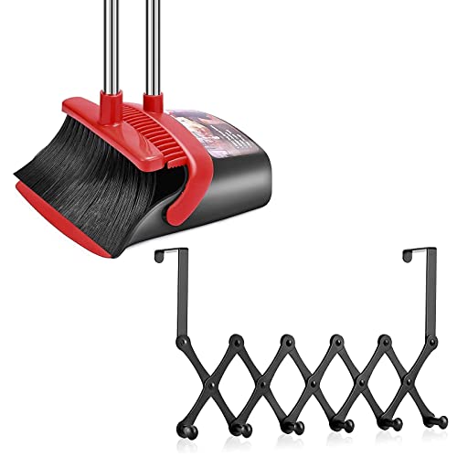 Aifacay Broom And Dustpan Set With Black Over The Door Hooks For Floor Cleaning And Home Storage, Upright Standing Dustpan And Broom Set, Adjustable Over The Door Hanger #TOP18