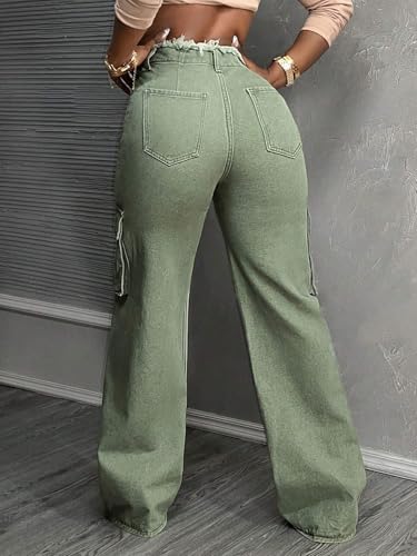 Women's Mid-Rise Jean Straight Leg Denim Jeans With And Frayed Hem Pockets2