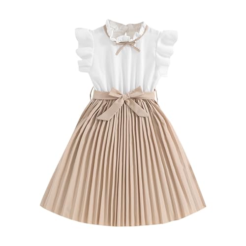 Crewneck Dresses for Girls Fall Summer Sleeveless Color Block Maxi Long Slimming Tunics Going Out Bow Tie Cute Ruched Dresses Girl 2025 Clothes Fashion Y2K 9 Years