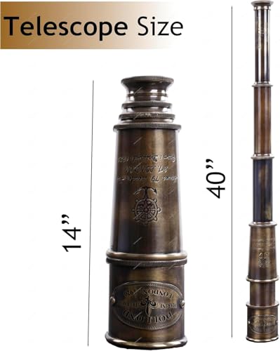 Telescopio náutico antiguo de latón con estuche 15” miniatura 2